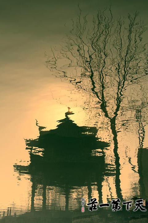 台儿庄古城水墨画